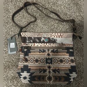 Myra Bag Tribal Pattern Crossbody in Brown and Tan
